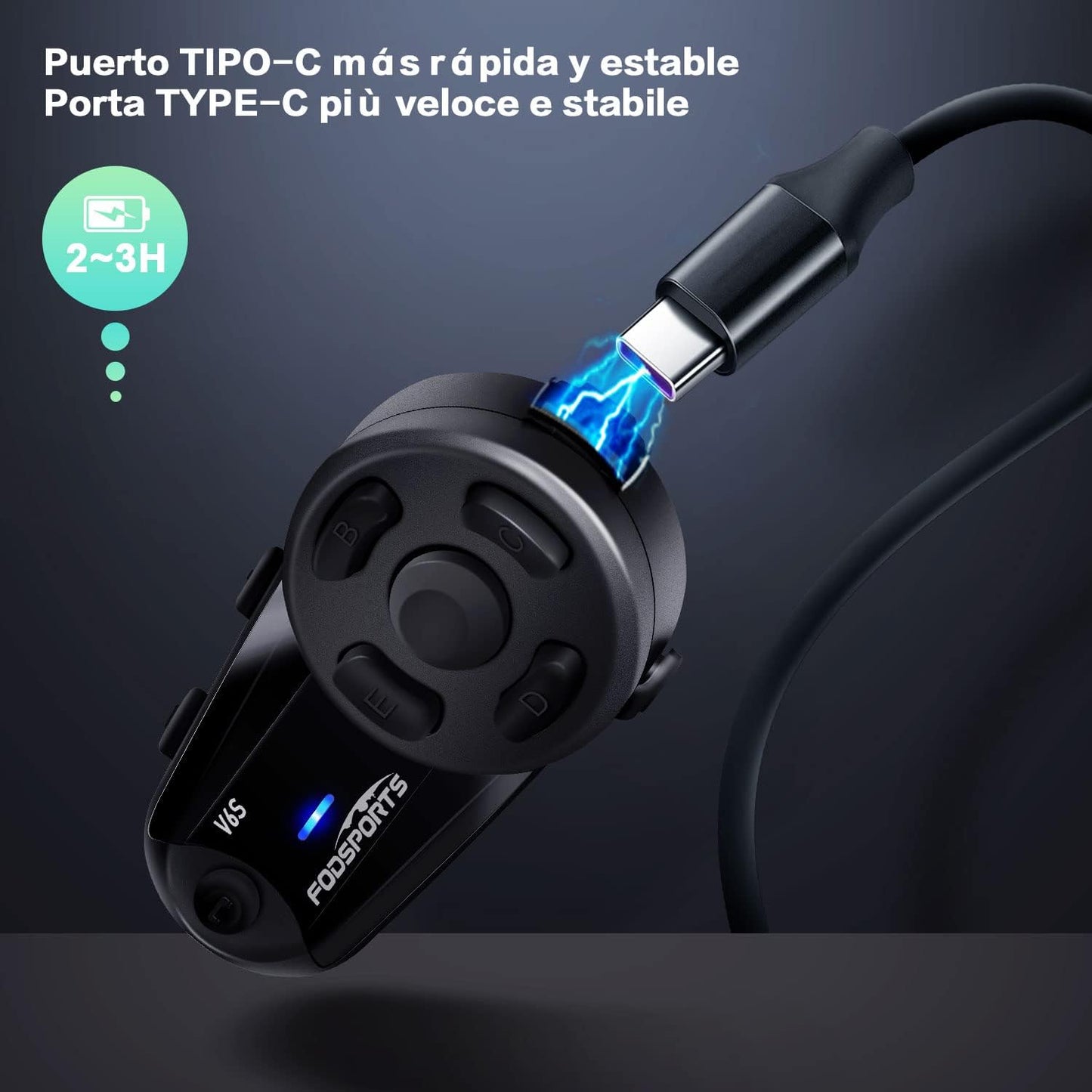 Moto Intercom – Fodsports V6S (1000 m) – Bluetooth 5.0