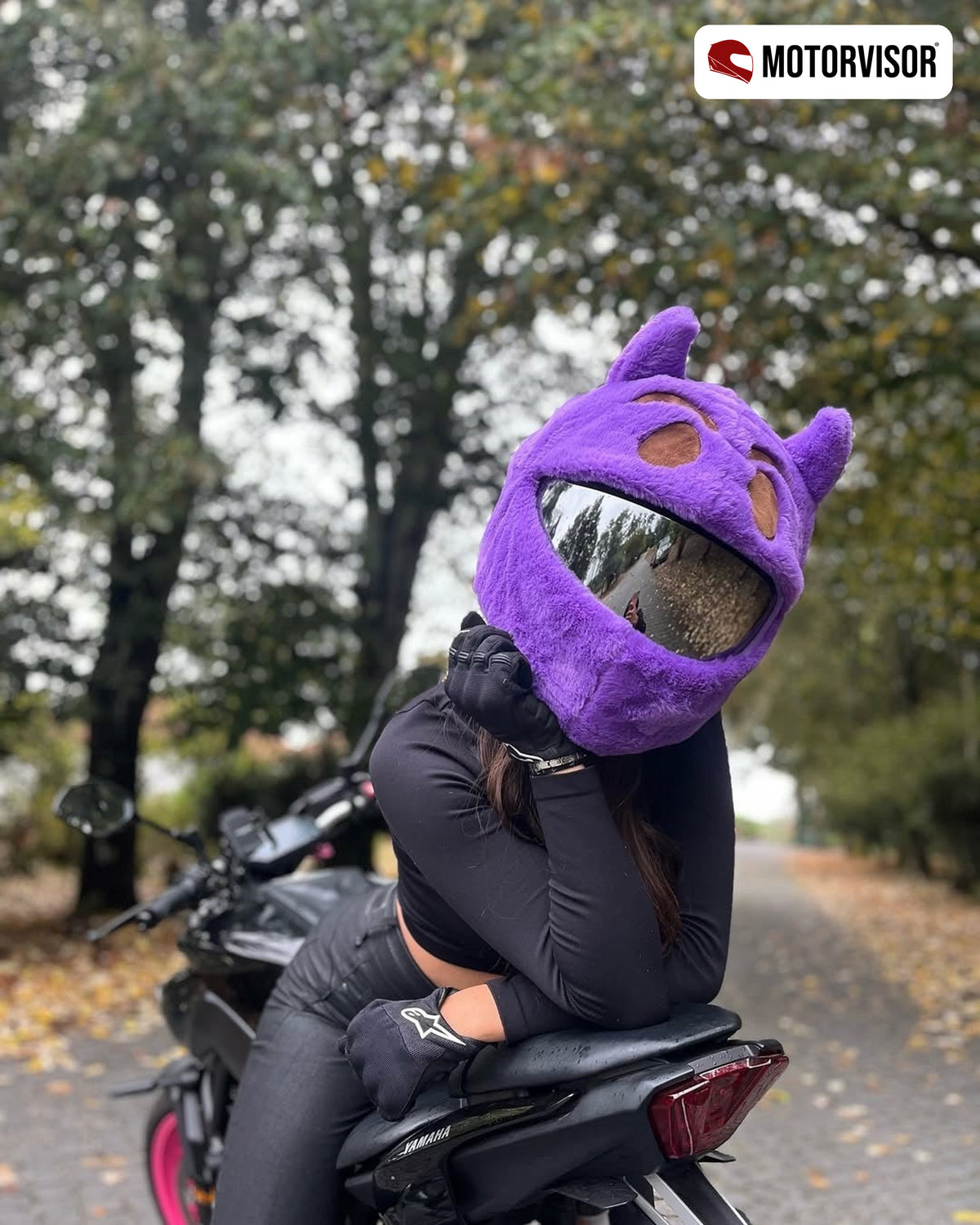 Motorcycle Helmet Cover - Purple Devil — imagem 6