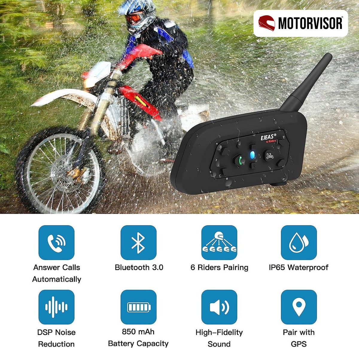 2 x Intercomunicadores Moto - EJEAS V6 Pro (1200m) — imagem 4