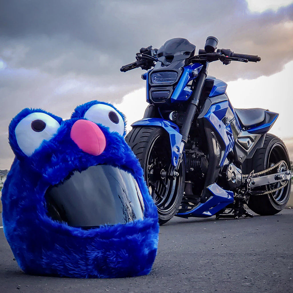 Motorradhelmbezug - Blaues Krümelmonster
