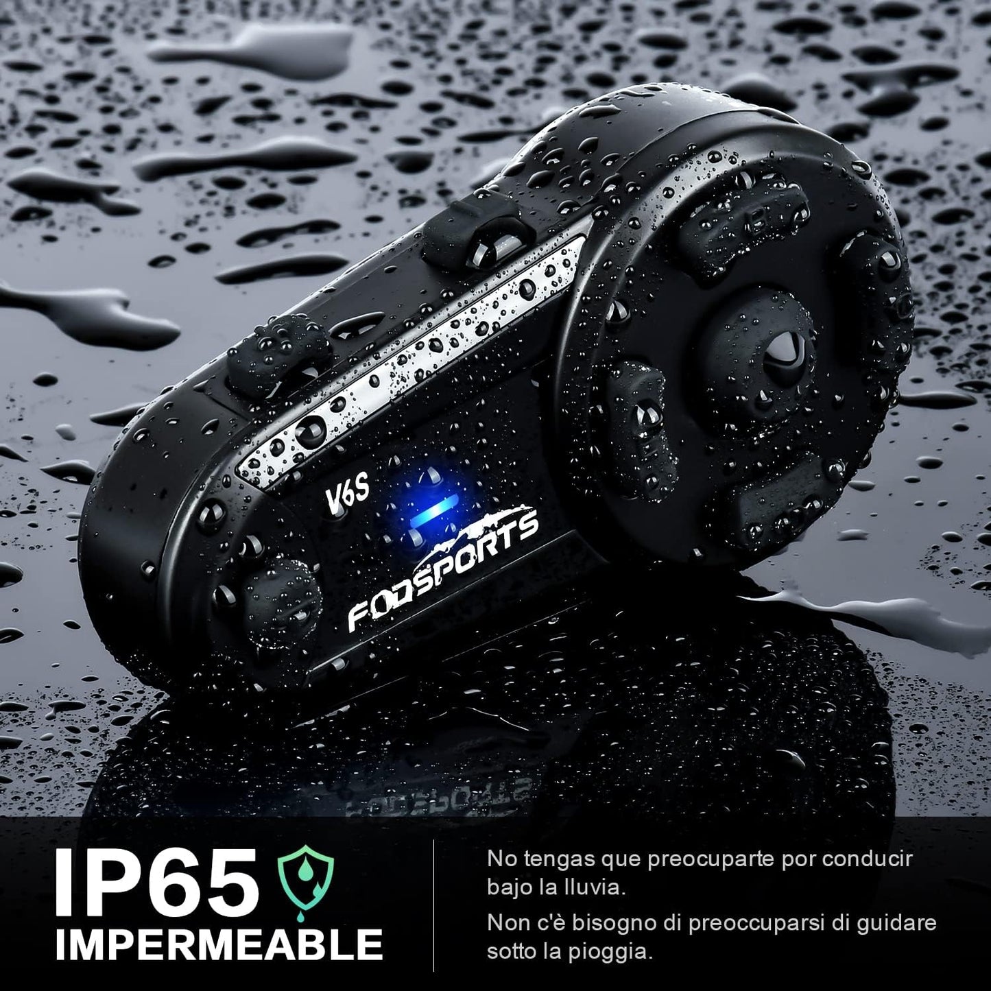 2x Intercomunicadores Moto - Fodsports V6S (1000m) - Bluetooth 5.0
