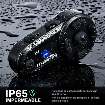 2x Intercomunicadores Moto - Fodsports V6S (1000m) - Bluetooth 5.0