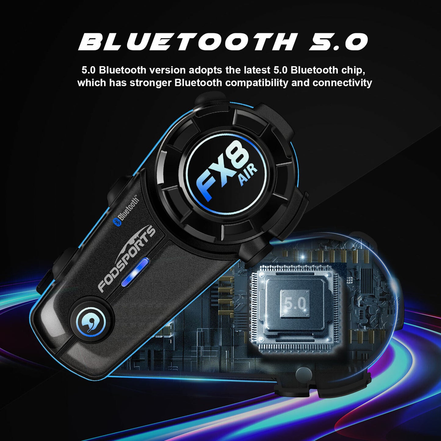Intercomuncador Moto - Fodsports FX8 AIR - Bluetooth 5.0
