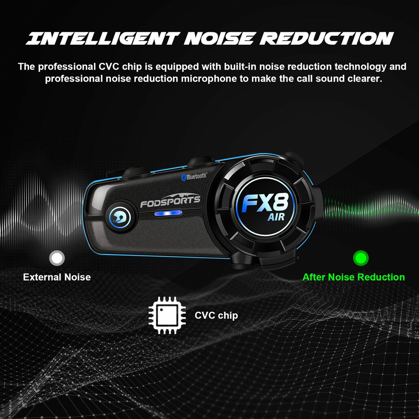 Intercomuncador Moto - Fodsports FX8 AIR - Bluetooth 5.0