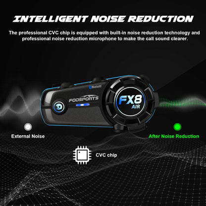 Intercomuncador Moto - Fodsports FX8 AIR - Bluetooth 5.0